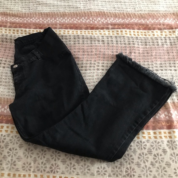 ASOS maternity black cropped flare fringe jeans - Picture 3 of 6